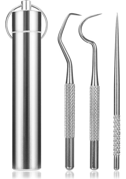 3 Adet Tarzı Paslanmaz Çelik Kürdan Seti Anahtarlıklı Taşınabilir Kürdan Tutucu Açık Seyahat Mühür Saklama Kabı Kutusu Kasa Diş Temiz (Yurt Dışından)