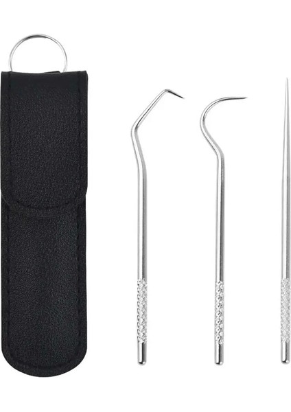 Siyah Stil Ağız Tığ Bakım Aracı Paslanmaz Çelik Kürdan Taşınabilir Diş Seçici Taş Sökücü Temizleme Diş Aracı (Yurt Dışından)