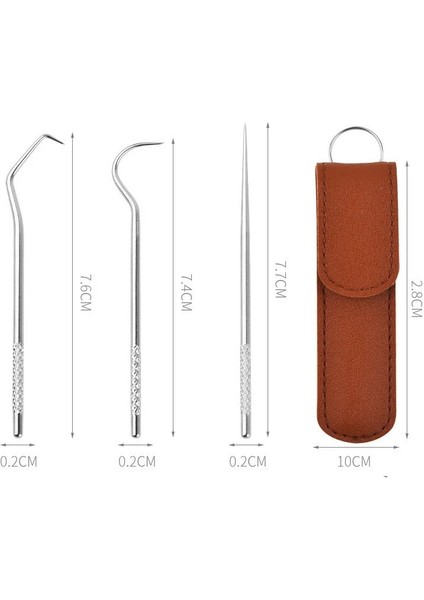 Mavi Stil 3 Adet Kürdan Seti Paslanmaz Çelik Kürdan Metal Diş Ipi Kullanımlık Kürdan Taşınabilir Saklama Çantası ile Diş Temizleme Aracı (Yurt Dışından)
