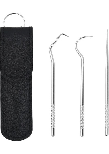 Mavi Stil 3 Adet Kürdan Seti Paslanmaz Çelik Kürdan Metal Diş Ipi Kullanımlık Kürdan Taşınabilir Saklama Çantası ile Diş Temizleme Aracı (Yurt Dışından)