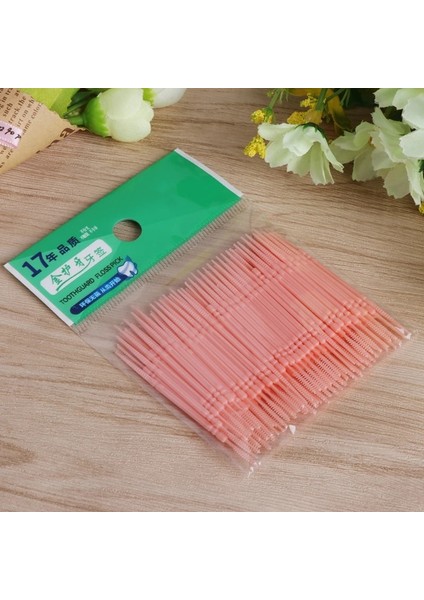 Pembe Tarzı Lot Yumuşak Plastik Çift Başlı Fırça Sopa Flok Kürdan Ağız Bakımı Diş Pensesinde Yeni Diş Bakımı Araçları (Yurt Dışından) indirimleri