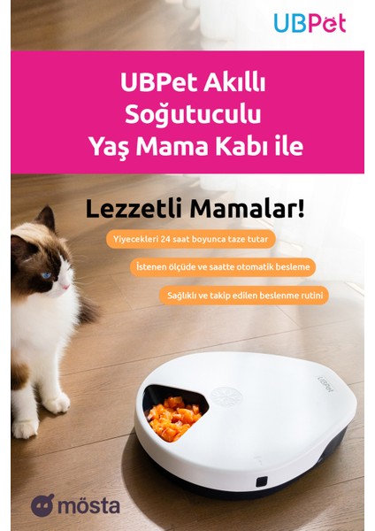 Akıllı Soğutuculu Yaş Mama Kabı, Otomatik Kedi-Köpek Besleyicileri, Uzun Ömürlü Soğutmalı Kuru ve Yaş Mama Servisi 3 Kademeli Soğutma Mod Ayarı