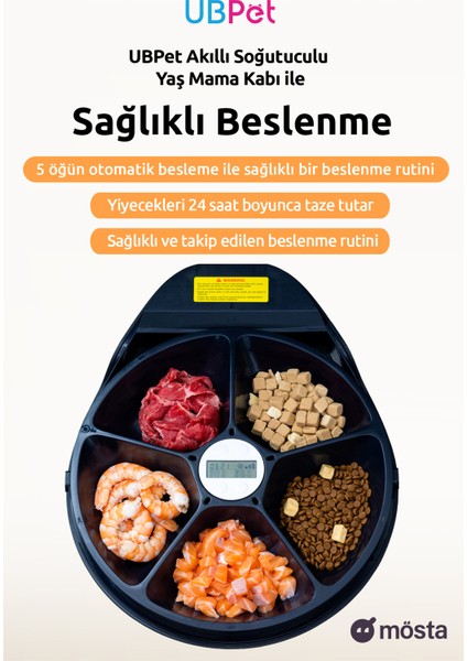 Akıllı Soğutuculu Yaş Mama Kabı, Otomatik Kedi-Köpek Besleyicileri, Uzun Ömürlü Soğutmalı Kuru ve Yaş Mama Servisi 3 Kademeli Soğutma Mod Ayarı