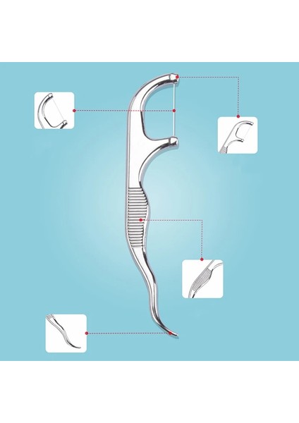 Paslanmaz Çelik Kürdan Kürdan Kutusu Diş Temizleme Diş Ipi Yeniden Kullanılabilir Diş Ipi Tutucu (Yurt Dışından)