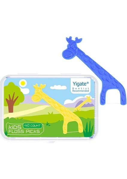 Mavi Stil Çocuk Diş Ipi Çubuk Ultra-Ince Bebek Güvenli Flok Yuvarlak Tel Temizleme Diş Temizleme Interdental 40 Sticksbox (Yurt Dışından)