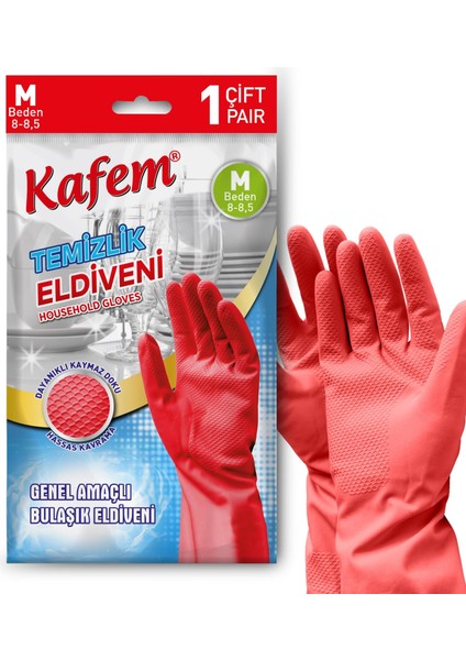 Temizlik Eldiveni (8-8,5) Medium Kırmızı x 200 Paket (Koli)