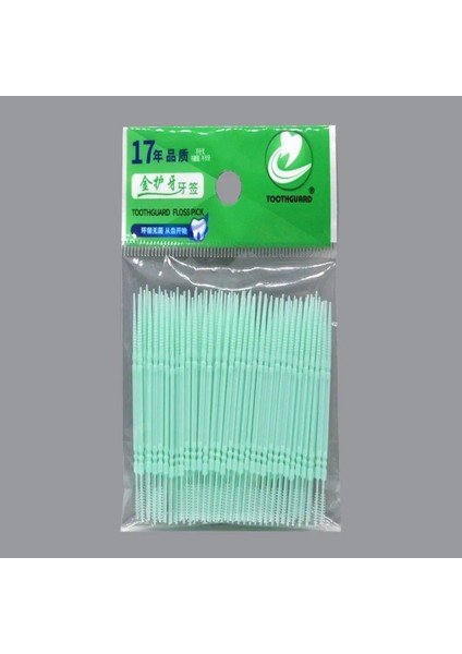 100 Adet Yeşil Stil Disposable Double Head Plastic Tooth Floss Hygiene Dental Interdental Toothpick Healthy For Teeth Cleaning Oral Care (Yurt Dışından)