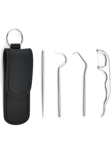 Siyah Stil 4 Adet Titanyum Kürdan Çanta Seti Paslanmaz Çelik Kürdan Taşınabilir Yeniden Kullanılabilir Metal Kürdan Tutucu ile Açık Ev Seyahat (Yurt Dışından) fiyatları