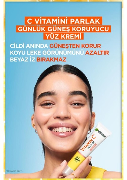 C Vitamini Parlak Günlük Güneş Koruyucu Fluid Yüz Kremi Görünmez Doku SPF50+ 40ML