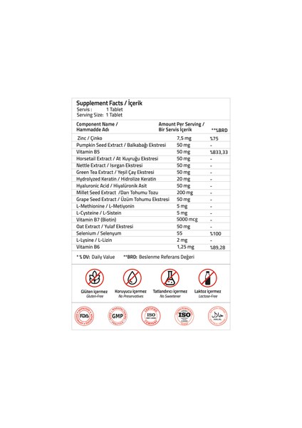 Biotin Keratin Zinc 30 Tablet modelleri