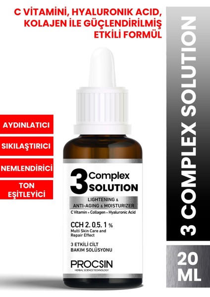 Aydınlatıcı + Sıkılaştırıcı + Nemlendirici 3 Complex Solution 20 ML