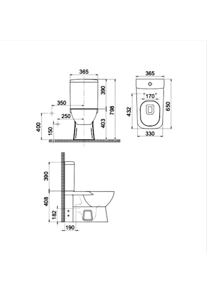 Ece Banyo Teon Duvara Sıfır Takım Klozet Seti-Iç Takım ve Soft Kapak Dahil 10TNS1028