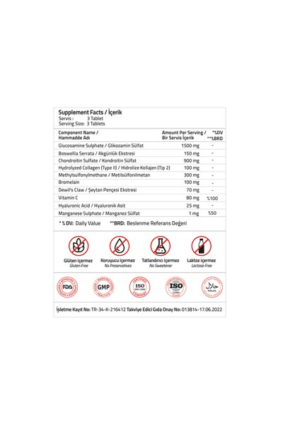 Glucosamine + Chondroitin + MSM 90 Tablets modelleri