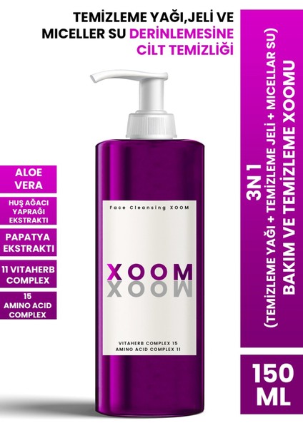 Xoom 3 in 1 (Temizleme Yağı + Temizleme Jeli + Micellar Su) Bakım ve Temizleme Xoomu 150 ML