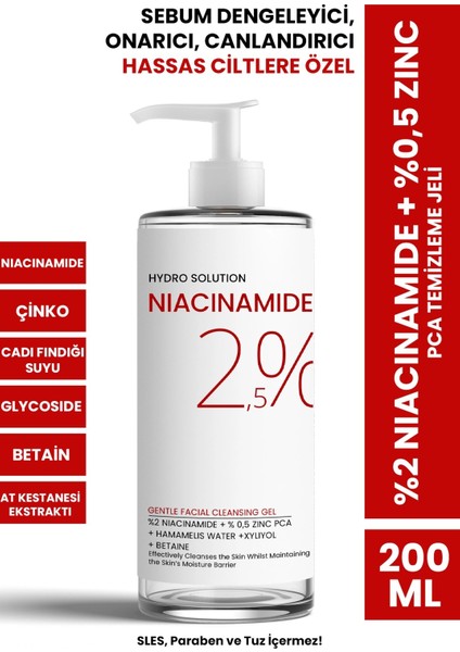 Hydro Solution %2 Niacinamide + %0,5 Zinc Pca Temizleme Jeli 200 ml