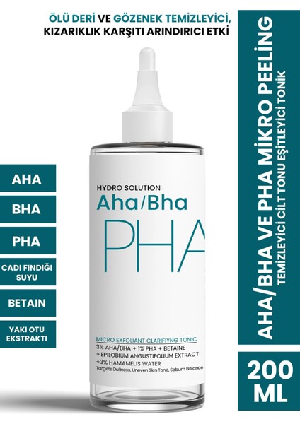 Procsın Hydro Solution Aha/Bha ve Pha Mikro Peeling Temizleyici Cilt Tonu Eşitleyici Tonik 200 ml