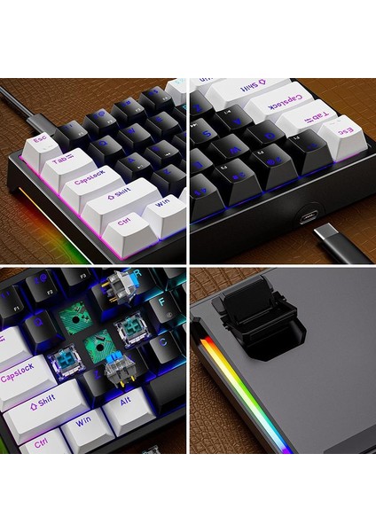 Blue Switch Dark Alien K710 71 Tuş Rgb Gaming Klavye - Mekanik Mavi Tuş Type-C - 2 Kademe Yükseklik Beyazsiyah