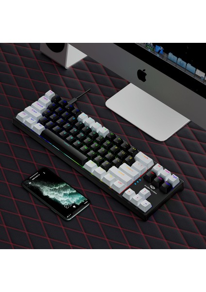 Blue Switch Dark Alien K710 71 Tuş Rgb Gaming Klavye - Mekanik Mavi Tuş Type-C - 2 Kademe Yükseklik Beyazsiyah