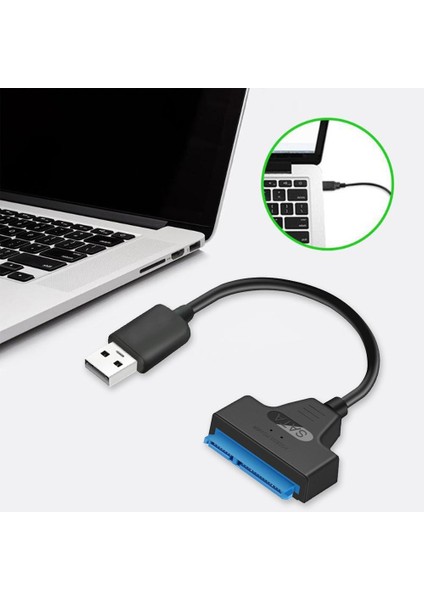 USB 2.0 - Sata 22PIN Adaptör Bakır Tel Çekirdek ve Abs Kablo HDD SSD Harici Sabit Disk Dönüştürücü Tel 2,5 Inç SSD Uygulayın (Yurt Dışından)