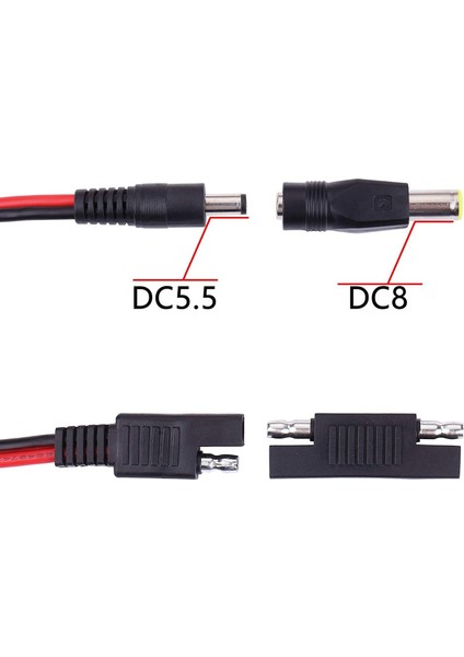 Sae Fişi Dc 5.5mm x 2.1mm Erkek Kablolar, Sae Polarite Ters ve Otomotiv Rv Güneş Paneli Için Dc 8mm Adaptör 14AWG 2ft (Yurt Dışından) indirimleri