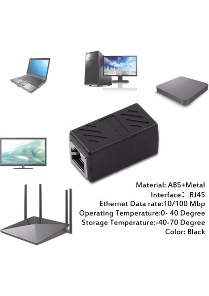 Oxa Siyah Dişi Ağ Lan Konnektör Adaptörü Çoğaltıcı Genişletici RJ45 Ethernet Kablosu Birleştirme Uzatma Dönüştürücü Çoğaltıcı (Yurt Dışından)