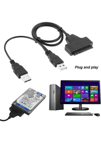 USB 2.0 Sata 7 + 15PIN Kablo Adaptörü Için 2.5 Inç Genişleme HDD Dizüstü Sabit Disk Sürücüsü Dahili Katı Hal Disk Sürücüsü (Yurt Dışından)