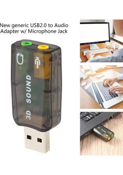 USB 2.0 Ses Kulaklık Kulaklık Kulaklık Mikrofon Mikrofon Jakı Dönüştürücü Adaptör, Dinamik Çevreleyen Arka Plan Ses Efekti (Yurt Dışından)