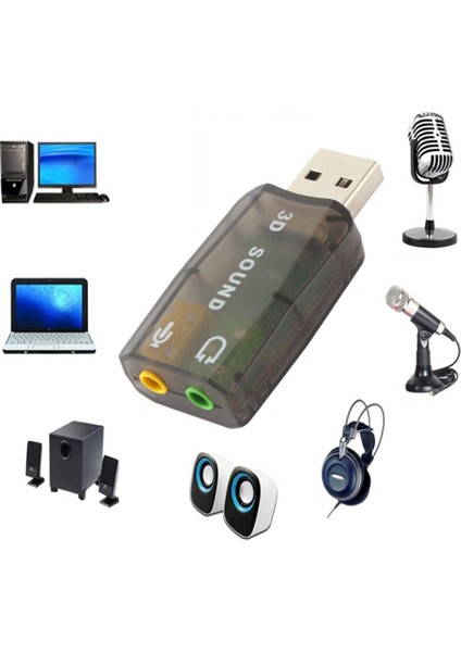 USB 2.0 Ses Kulaklık Kulaklık Kulaklık Mikrofon Mikrofon Jakı Dönüştürücü Adaptör, Dinamik Çevreleyen Arka Plan Ses Efekti (Yurt Dışından)
