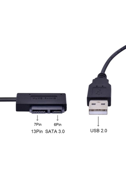 Chıpal USB 2.0 Mini Sata Iı 7 + 6 13PIN Adaptörü Bilgisayar Dizüstü Cd/dvd Rom Slimline Sürücü Dönüştürücü Kablosu Aktarım Kablosu (Yurt Dışından)