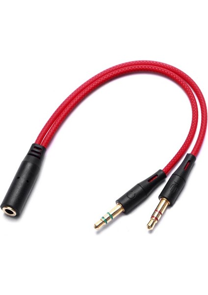 Örgülü 3,5 mm 4 Pozisyondan 2 x 3 Pozisyona 3,5 mm Kulaklık Mikrofon Ses Y Ayırıcı Adaptör Kablosu - Pc'ye 3,5 mm Akıllı Telefon Kulaklığı (Yurt Dışından)