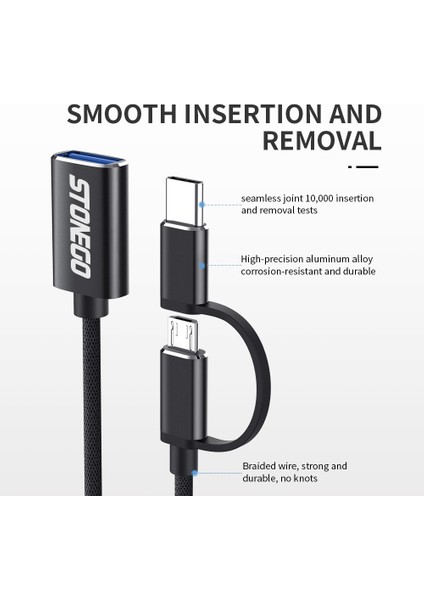 Stonego 2 In 1 Otg Adaptör Kablosu Naylon Örgü USB 3.0 Mikro USB Tip C Veri Senkronizasyon Adaptörü Için Huawei Için MacBook U Disk Otg (Yurt Dışından) fırsatları