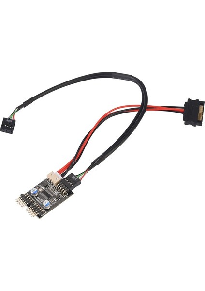9 Pin USB Konektörü 1 Ila 2 USB Uzatma Kablosu USB Hub Usb2 9pin Başlık Konnektörü Adaptör Bağlantı Noktası Çoğaltıcı Sata Güç Kablosu ile (Yurt Dışından)