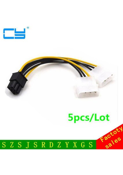 5 Adet 6 Inç 2 x Molex 4 Pin 6-Pin Pcı Express Ekran Kartı Pci-E Atx Psu Güç Dönüştürücü Kablosu - Molex Pcie 6 Pin Adaptör (Yurt Dışından)