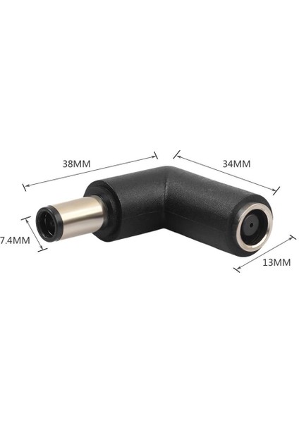 Dc 7.4mm x 0.6mm Kadın-Erkek Sağ Açılı Güç Konektörü Adaptörü Dell Hp Dizüstü Tablet Pc Için (Yurt Dışından)