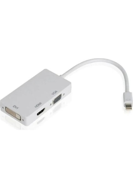 3 In 1 Mini Ekran Bağlantı Noktası Mını Dp Erkek HDMI Uyumlu DVI VGA Dişi Adaptör Dönüştürücü Kablo Apple MacBook Air/pro Mdp (Yurt Dışından)