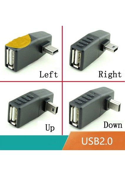 Mini USB 5pin Erkek USB Dişi 90 Derece Açı Dönüştürücü Konnektör Data Sync Otg Adaptörü Araba Mp3 Mp4 Tablet Telefonlar Için U-Disk (Yurt Dışından)