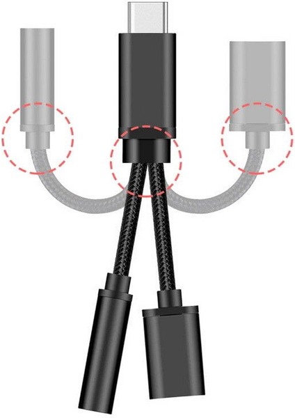 2 In 1 Usb-C Tip C 3.5mm Aux Ses Şarj Kablosu Adaptörü Splitter Kulaklık Jakı USB Tip-C Adaptör Kablosu Xiaomi Huawei Için (Yurt Dışından)