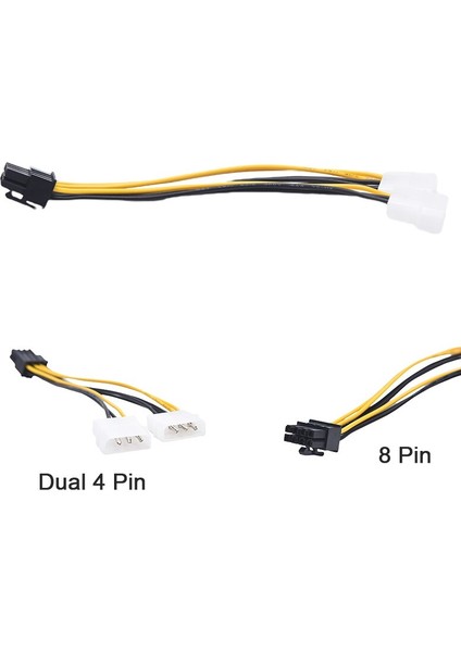 18CM 4 Pinli Çift D Bağlantı Noktasına 8 Pinli (6+2) Grafik Adaptör Kablosu Kart Güç Hattı (Yurt Dışından)