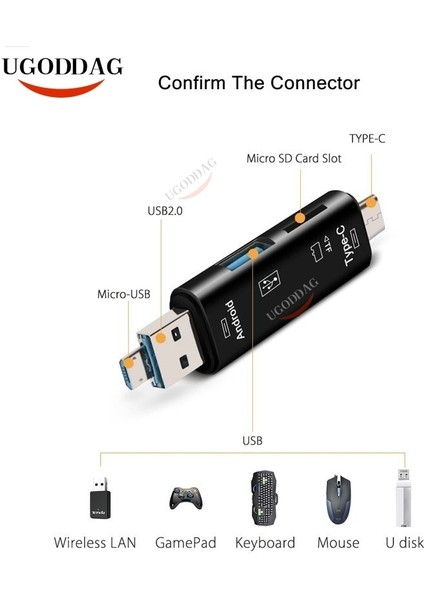 5 In 1 Çok Fonksiyonlu USB 3.0 Tip C USB Mikro USB Sd Tf Hafıza Kartı Okuyucu Otg Kart Okuyucu Adaptörü Cep Telefonu Pc Aksesuarları (Yurt Dışından)