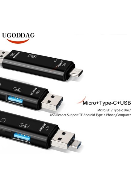 5 In 1 Çok Fonksiyonlu USB 3.0 Tip C USB Mikro USB Sd Tf Hafıza Kartı Okuyucu Otg Kart Okuyucu Adaptörü Cep Telefonu Pc Aksesuarları (Yurt Dışından)