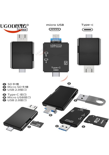 5 In 1 Çok Fonksiyonlu USB 3.0 Tip C USB Mikro USB Sd Tf Hafıza Kartı Okuyucu Otg Kart Okuyucu Adaptörü Cep Telefonu Pc Aksesuarları (Yurt Dışından)