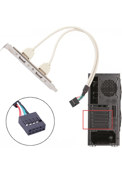 2 Port Usb2.0 Dişi 9 Pin Anakart Başlık Kablosu Adaptörü 30 cm USB Panel Kablosu Pc Masaüstü Bilgisayar (Yurt Dışından)