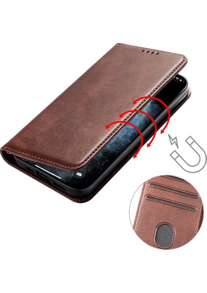 Iphone 15 Için Kılıf Pro Max Kart Ekleme Deri Folio Flip Case Tam (Yurt Dışından)