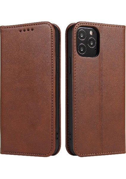 Iphone 14 Için Kılıf Pro Max Deri Folio Flip Case Manyetik Karbon Fiber (Yurt Dışından)
