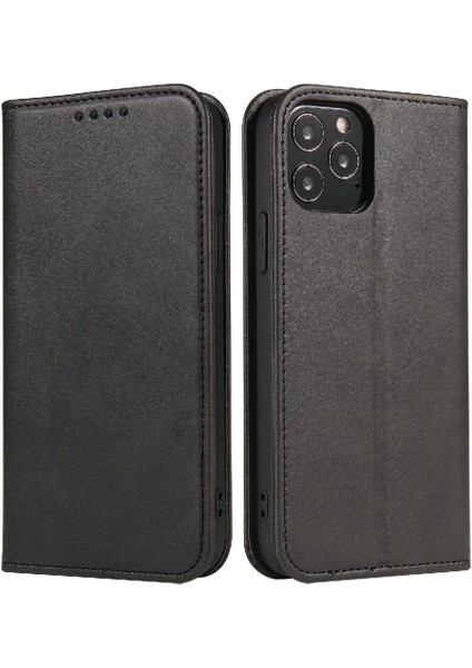 Iphone 14 Için Kılıf Pro Manyetik Karbon Fiber Deri Folio Flip Case Tam (Yurt Dışından)