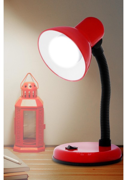 Masa Lambası Akrobat Metal 360° Açılı Ayarlanabilir Hareketli Çalışma Masası Lambası Kırmızı 203