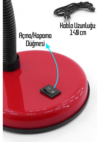 Masa Lambası Akrobat Metal 360° Açılı Ayarlanabilir Hareketli Çalışma Masası Lambası Kırmızı 203 fırsatları