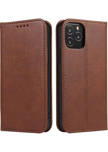 Iphone 15 Için Kılıf Kart Ekleme Deri Folio Flip Case Manyetik Karbon (Yurt Dışından)