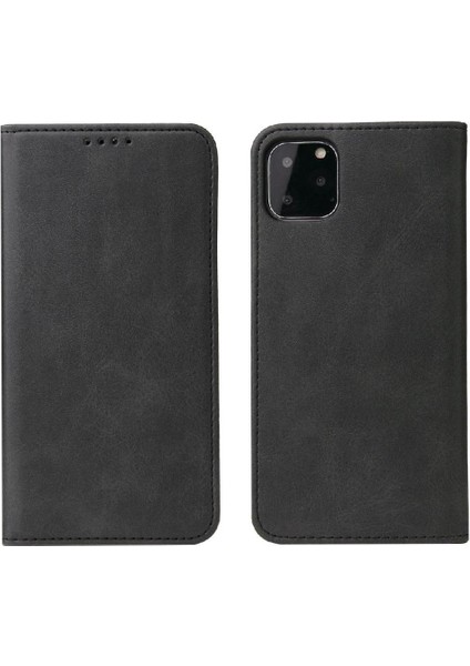 Iphone 11 Için Kılıf Deri Folio Flip Case Manyetik Karbon Fiber Kart ile (Yurt Dışından)