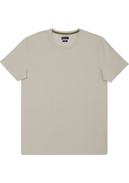 AC&Co / Altınyıldız Classics Erkek Bej Slim Fit Dar Kesim Modal Bisiklet Yaka Yumuşak Tuşeli Esnek Basic Tişört